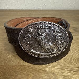 Ariat Genuine Leather Youth Child’s Belt Rodeo Champion And Buckle Size 24